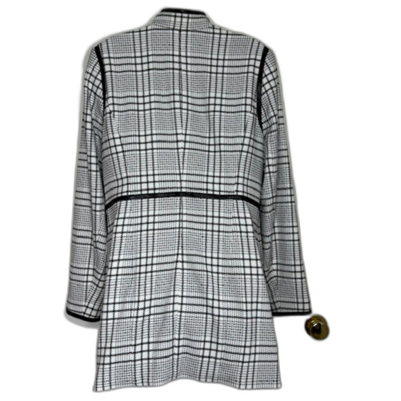 WHBM BLACK & WHITE PLAID ZIP FRONT JACKET COAT SIZE LARGE CAREER BUSINESS - Picture 11 of 12
